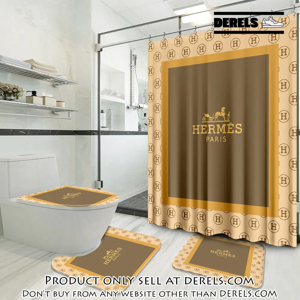 Hermes luxury brand preium bathroom set with shower curtain dr1128587
